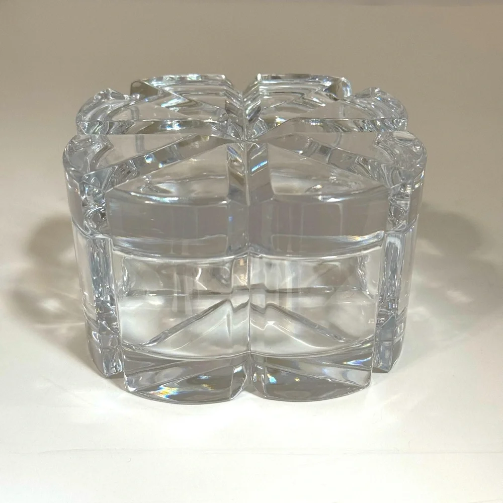 Vintage Mikasa Heavy Crystal Trinket Box Cut Glass Dish 4”